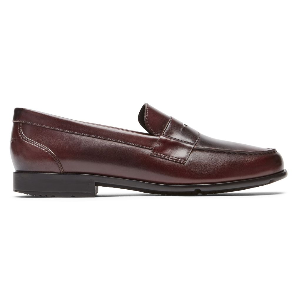 Rockport Men's Classic Penny Slip-Ons Loafers - Burgundy - USA (9374UDCTJ)